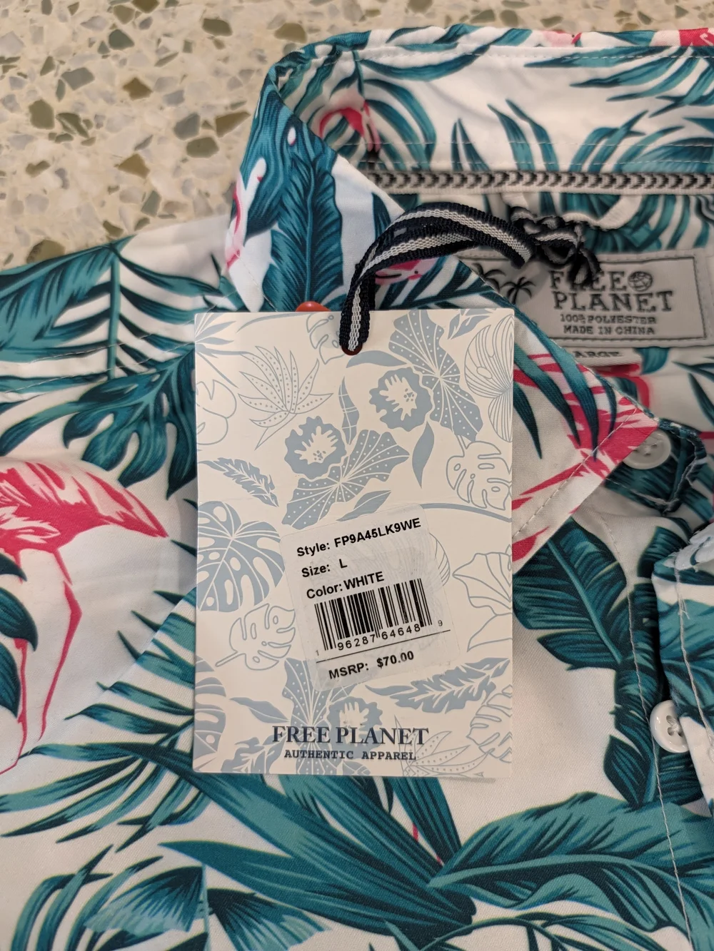 NWT Free Planet Men's 2 Piece Tropical Flamingo Surf & Swim Set